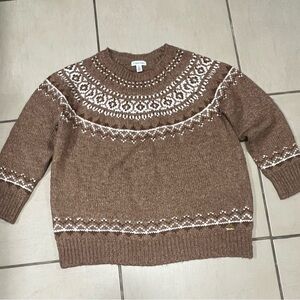 Calvin Klein Brown and White Knit Sweater